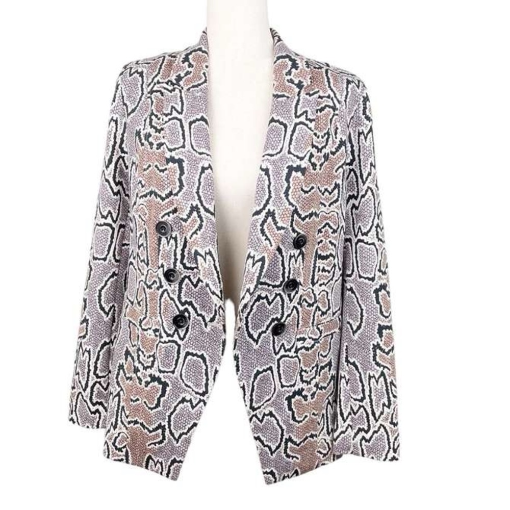 Cabi Python Blazer Tan Gray Neutral Snakeskin Pri… - image 4
